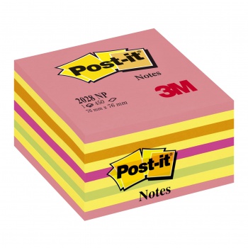 Samolepiaci bloček Post-it, 76x76 mm, neónová ružová, mix