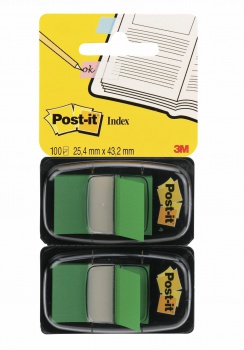 Záložky Post-it Index široké 25,4x43,2 zelená 2ks