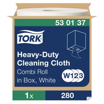 Čistiaca utierka 1-vrstv. TORK Heavy-Duty biela, návin 107 m, W2 