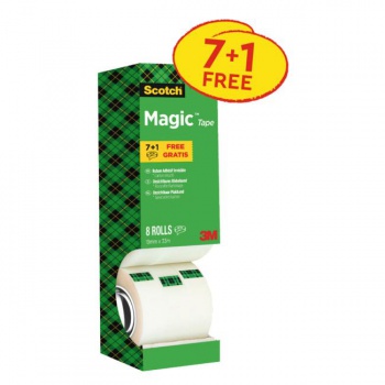 Lepiaca páska Scotch Magic neviditeľná popisovateľná 19 mm x 33 m v krabičke 7+1 zdarma 