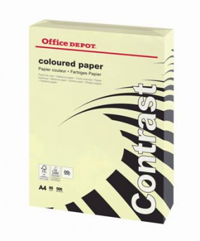 Farebný papier Office Depot A4, pastelová žltá, 80 g/m2